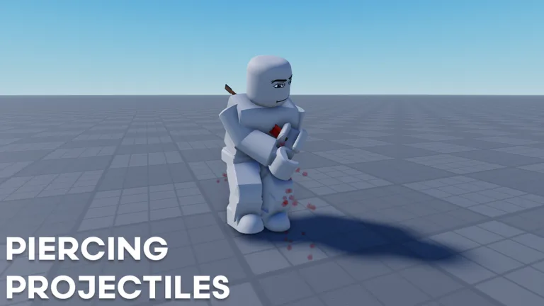 Ragdoll Engine official game art: a wounded dummy hit by piercing projectiles