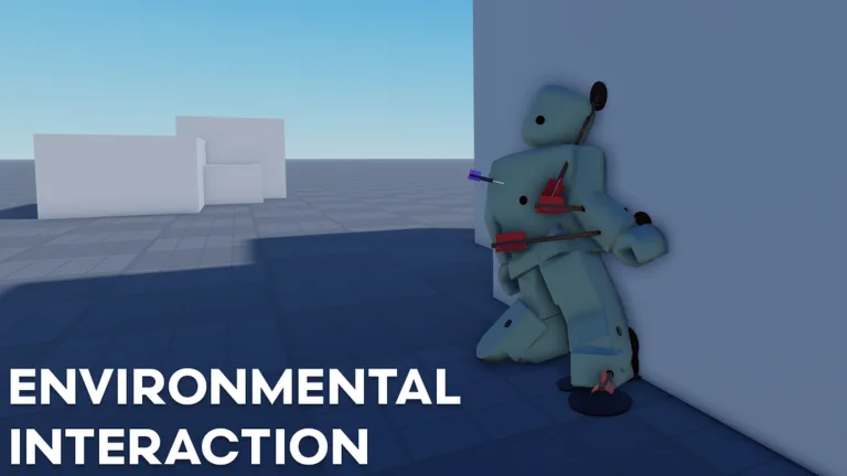 Ragdoll Engine official game art: an injured ragdoll dummy after an environmental impact